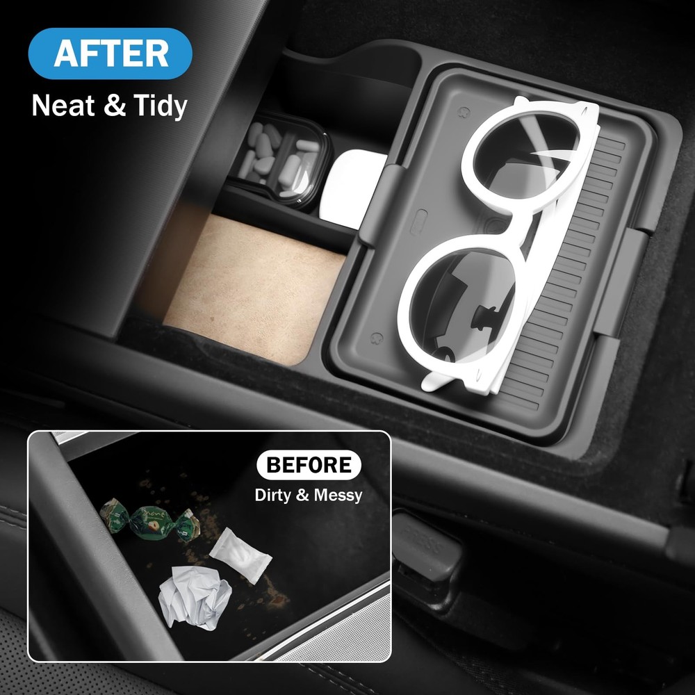 Tesla Model Y Center Console Organizer Tray DualLayer Armrest Storage Insert