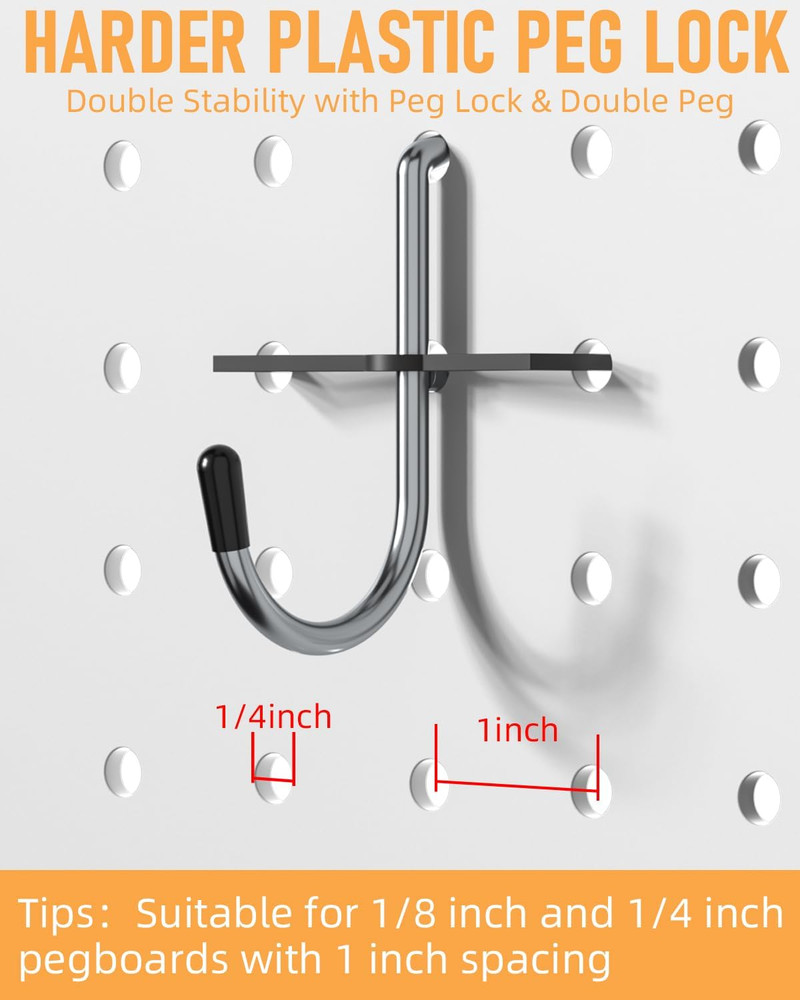 Pegboard Hooks Set for Hanging Tools, 206PCS Heavy Duty Peg Hook Hanger & Holder