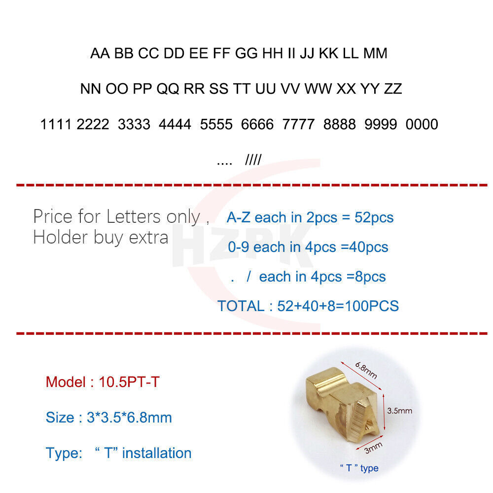 Letter Holder for Batch Coding Machine DK1100/DS1108 Solid Ink Character/Letter