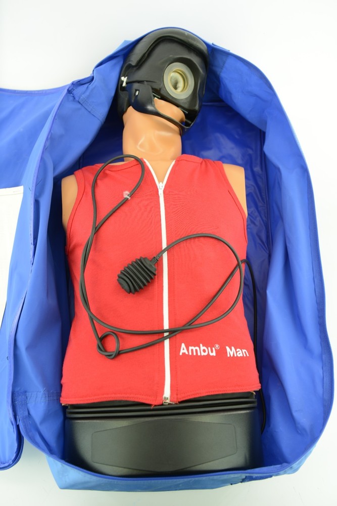 Ambu Man CPR Training Manikin W/ Blue Case & Extra Faces