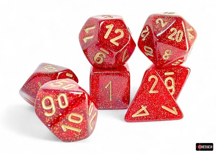 Glitter Mega-hedral Ruby/gold 7-Die Set CHX 22504