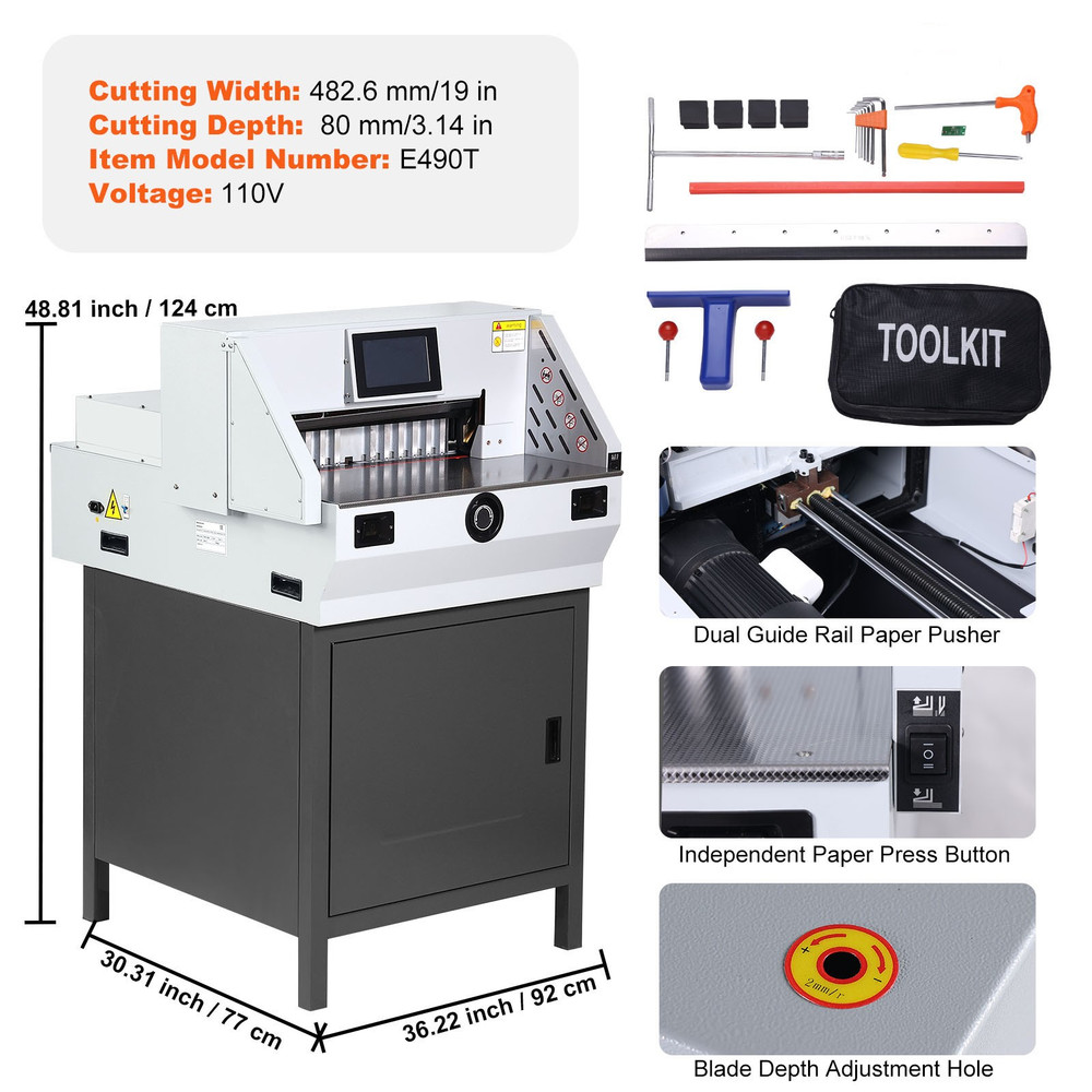 Electric Paper Cutter 19" Cutting Width 3.14" Thickness 7" Touchscreen