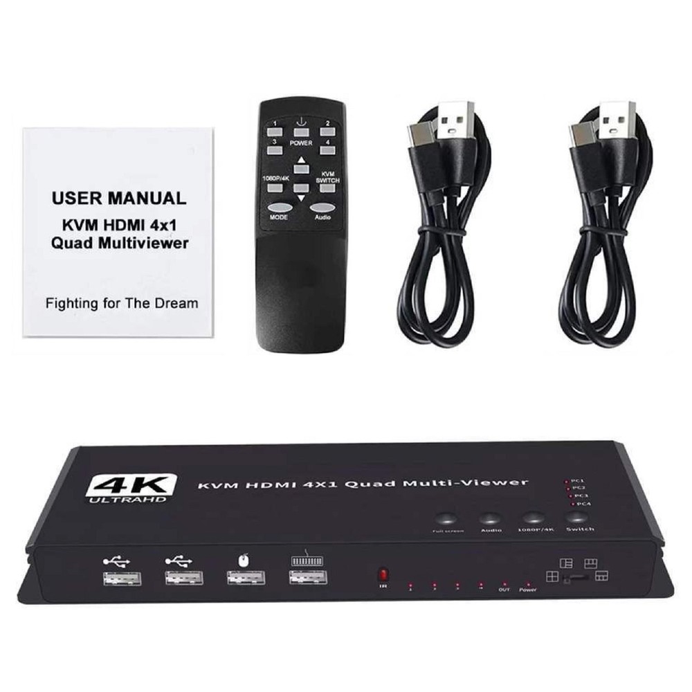 Hotkey 4K 4x1 KVM HDMI Quad Multi-Viewer Display Switch Vedio Wall Controller s