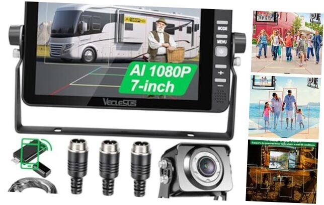 Backup AI Camera for Trucks,VAS Wire Reversing AI Camera VAS System black
