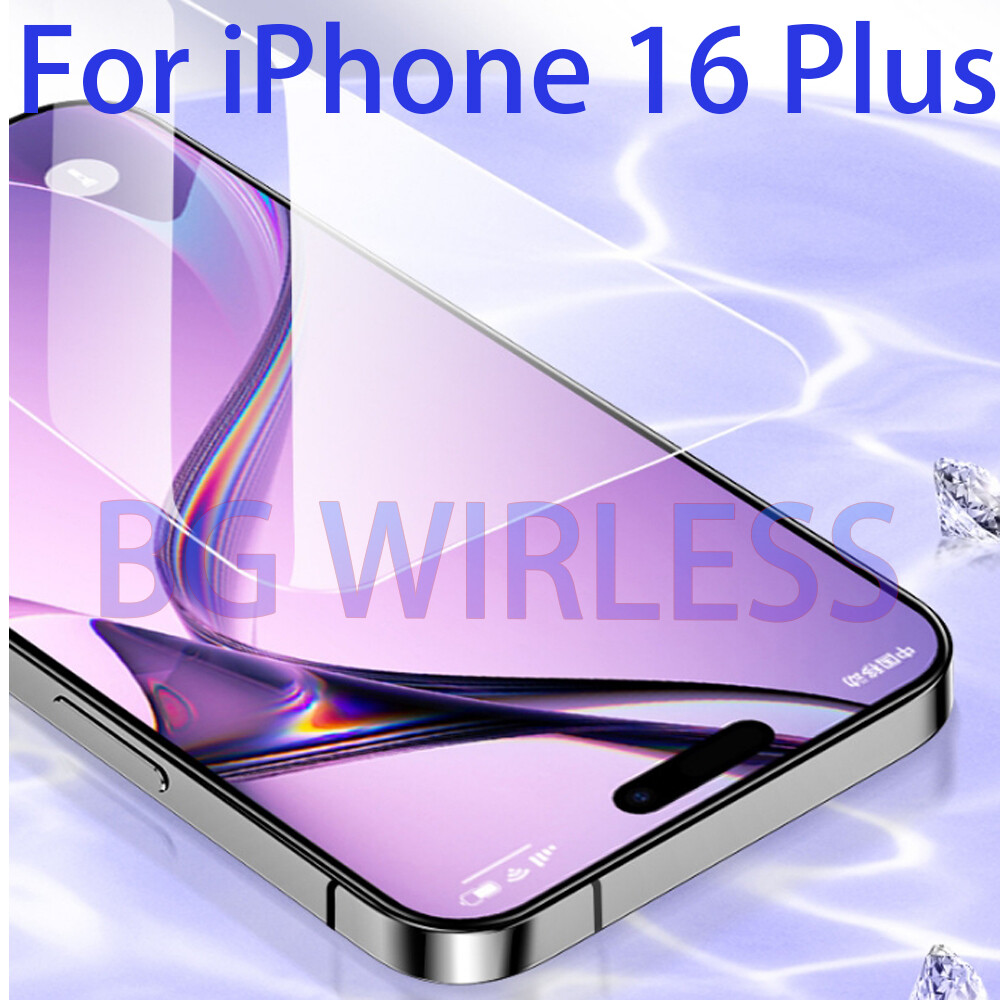 For Apple iPhone 16 Plus Clear Tempered Glass Screen Protector Protective  Cover