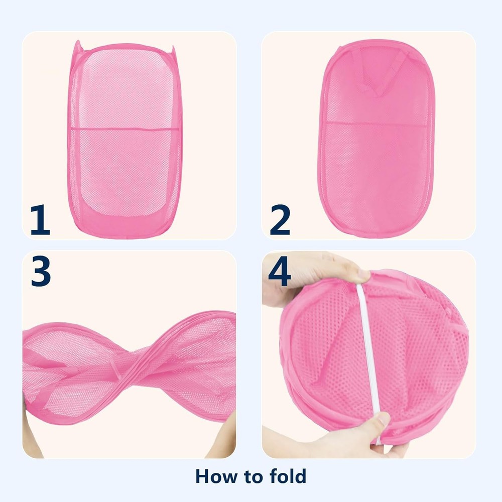 Pop Up Laundry Hamper, Mesh Laundry Basket Collapsible, Foldable Hamper for Trav