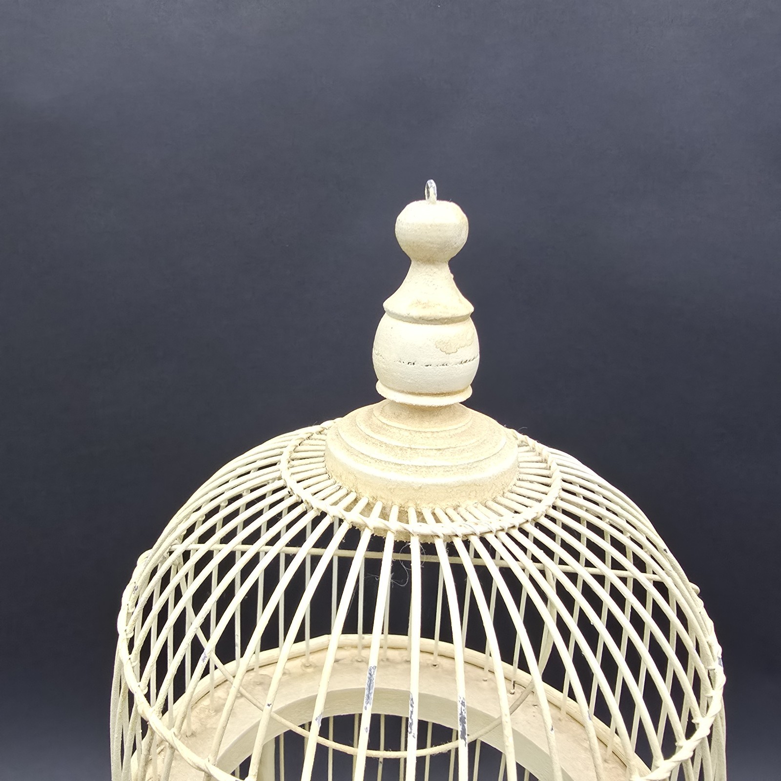 Vintage Wooden Bird Cage Off White Small Bird Country Home Decor 18"