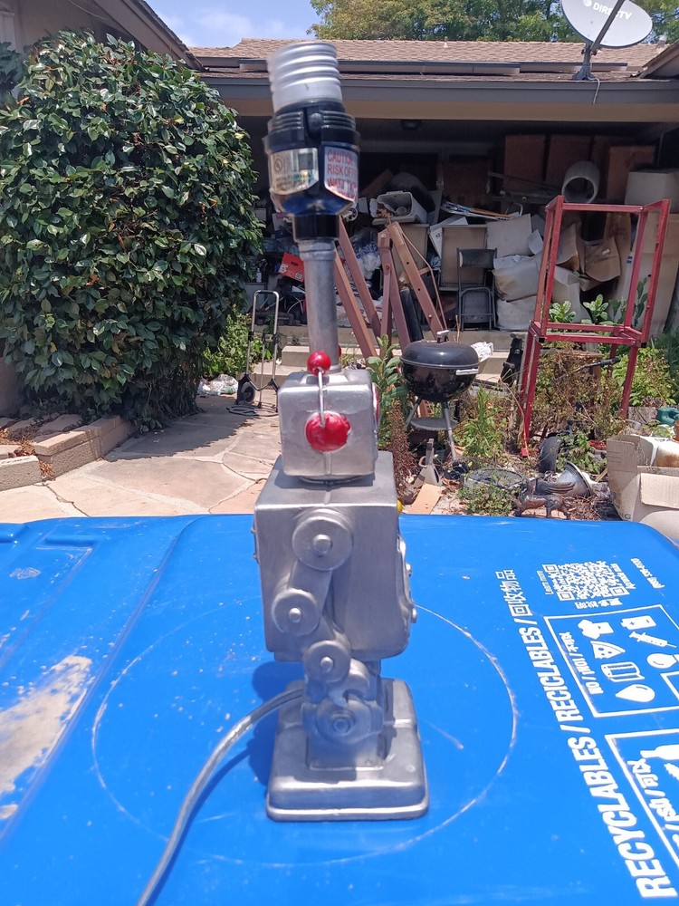 robot table top lamp sci fi