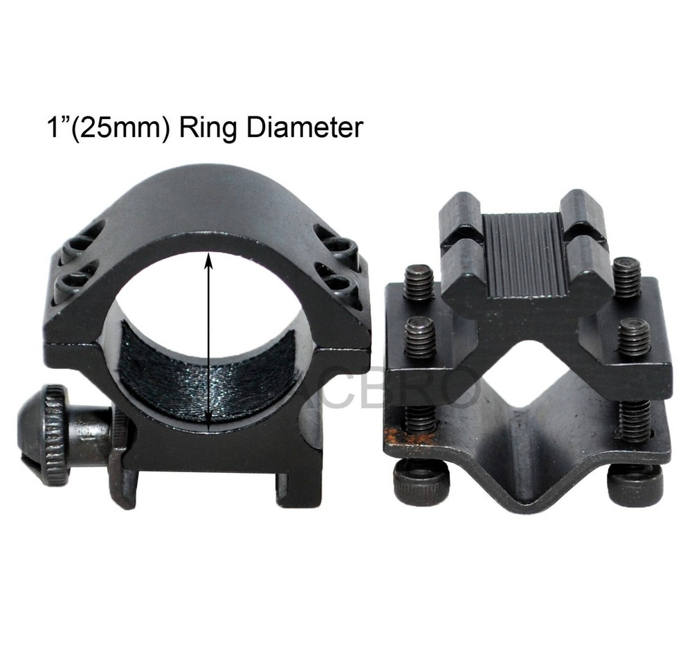 Flashlight Laser Scope 1"(25mm) Ring Picatinny Weaver Mount + Adapter