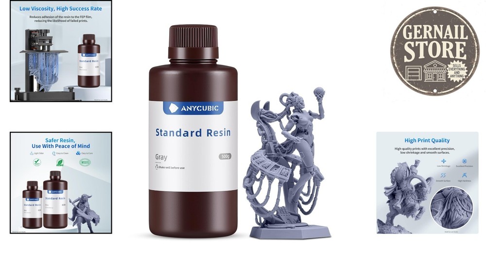 High Precision 3D Printer Resin - Quick Curing Grey, 500g for LCD Printing