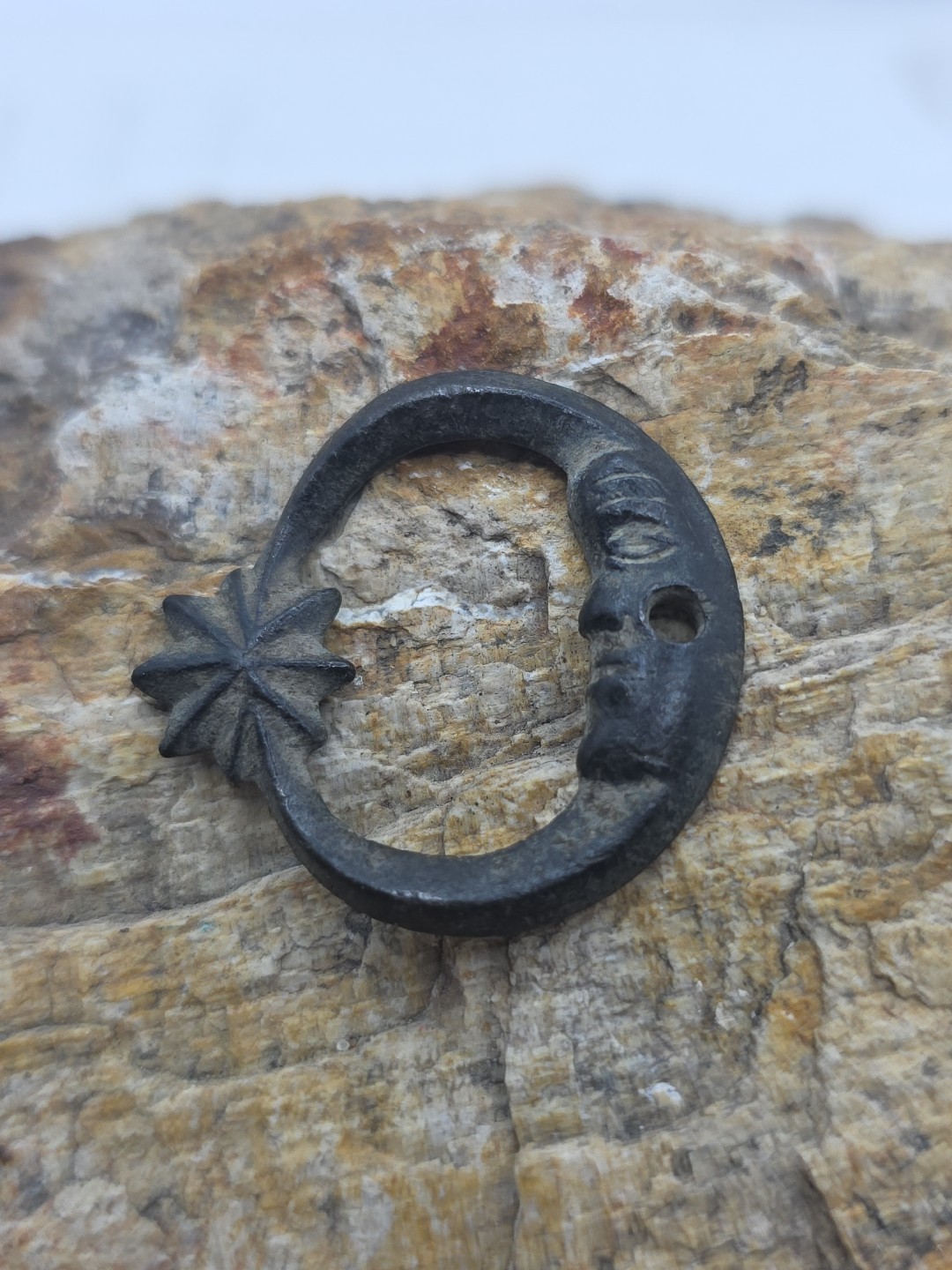 Mexican SOLID SILVER War Star and Crescent cape Insignia Dug in Mexico