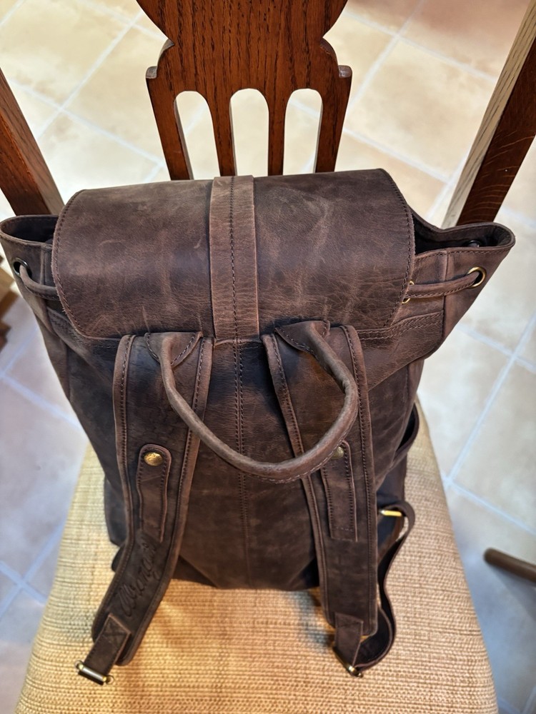 All Leather Brown WRANGLER Heavy Duty Backpack Mint Condition