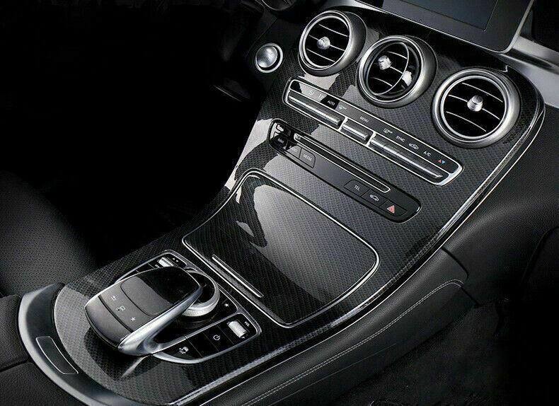 Carbon Pattern Console Gear Shift Panel Trim For Mercedes C GLC Class C300 W205