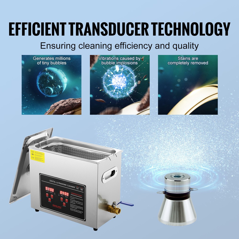 6L Ultrasonic Cleaner with Timer Heating Machine Digital Sonic Industry Heated