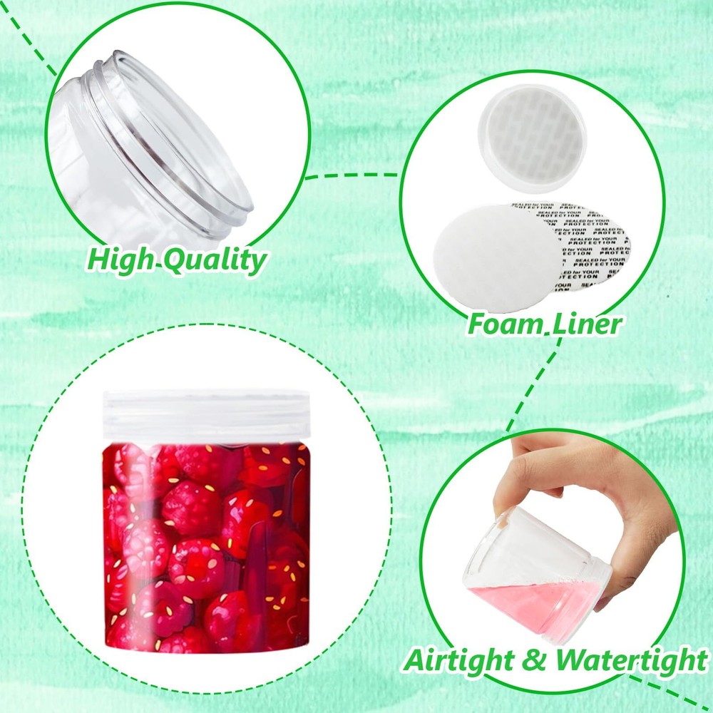 20 Pack 4oz Clear Plastic Round Containers with Lids for Candy Makeup Cosmetics