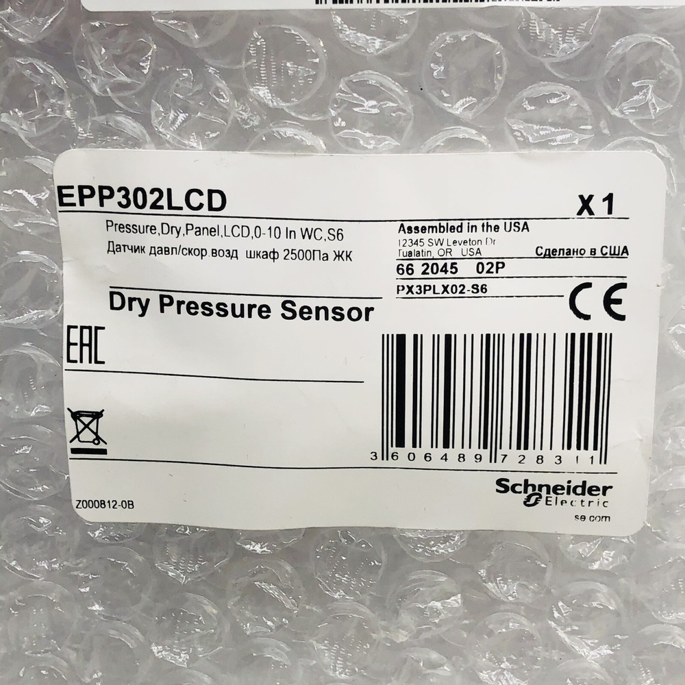 SCHNEIDER EPP302LCD DRY PANEL STATIC DIFFERENTIAL PRESSURE/AIR SENSOR MODULE