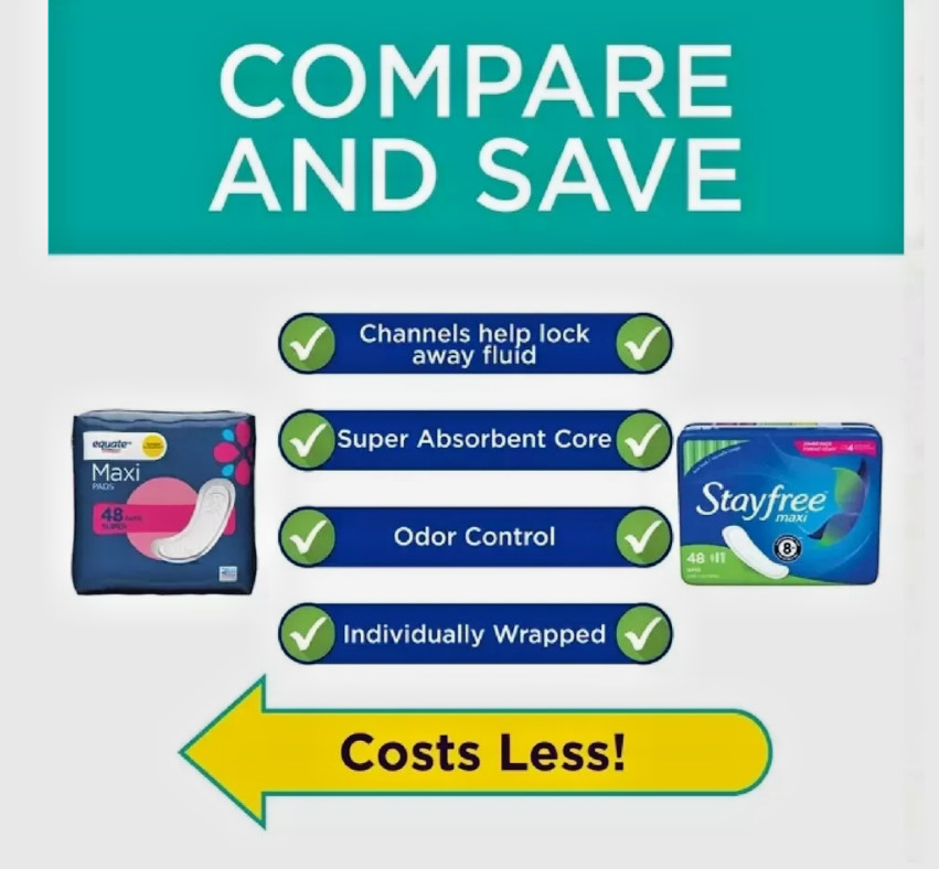 Equate Maxi Pads, Super (48 Count)
