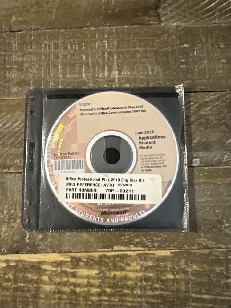 Microsoft June 2010 Applications Student Media Software PC Cd Rom