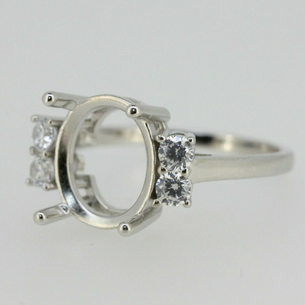 Sterling Silver Semi Mount Ring Setting OV 12x10mm