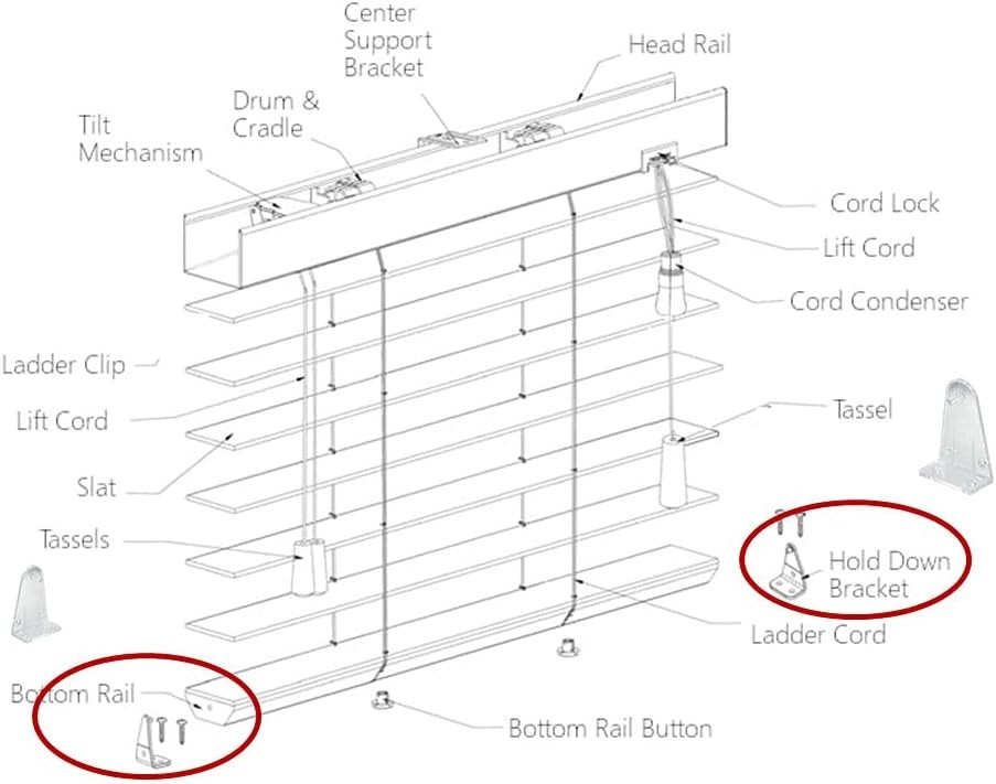 4pcs Clear Hold Down Brackets Bottom Rail Clips for 2 High Profile Window Blinds