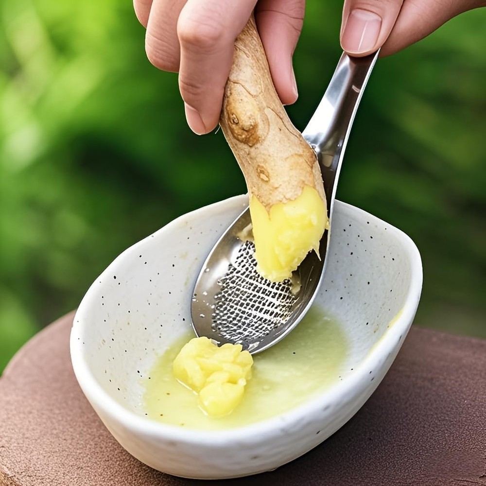 2× Stainless Steel Garlic Ginger Grater Spoon Shape Kitchen Tool Easy Crushing