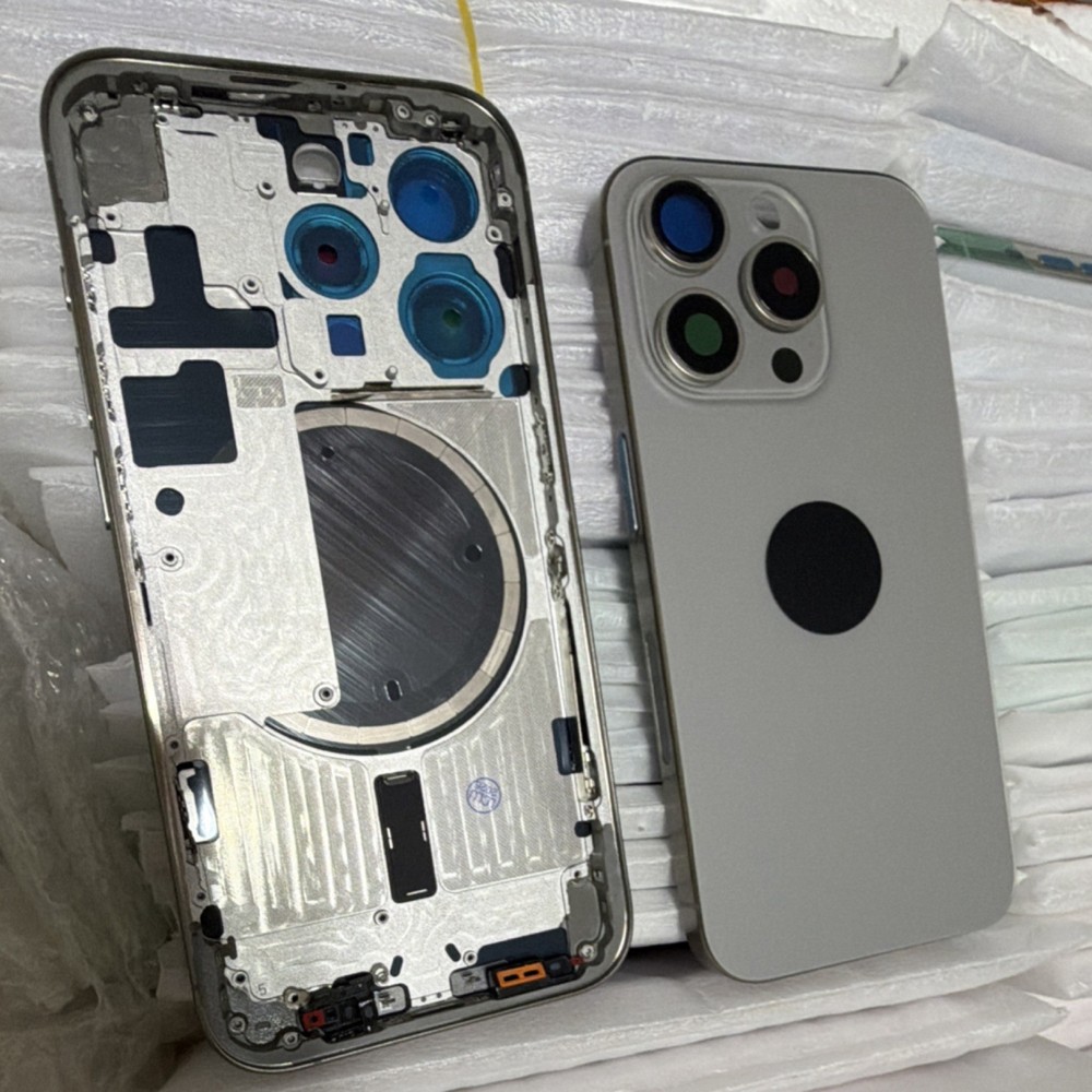 Apple iPhone 15 Pro Silver Housing Frame / Back Glass Replacement