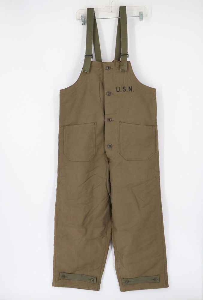 Vintage WWII USN Cold Weather Deck Bib Overalls (Small)