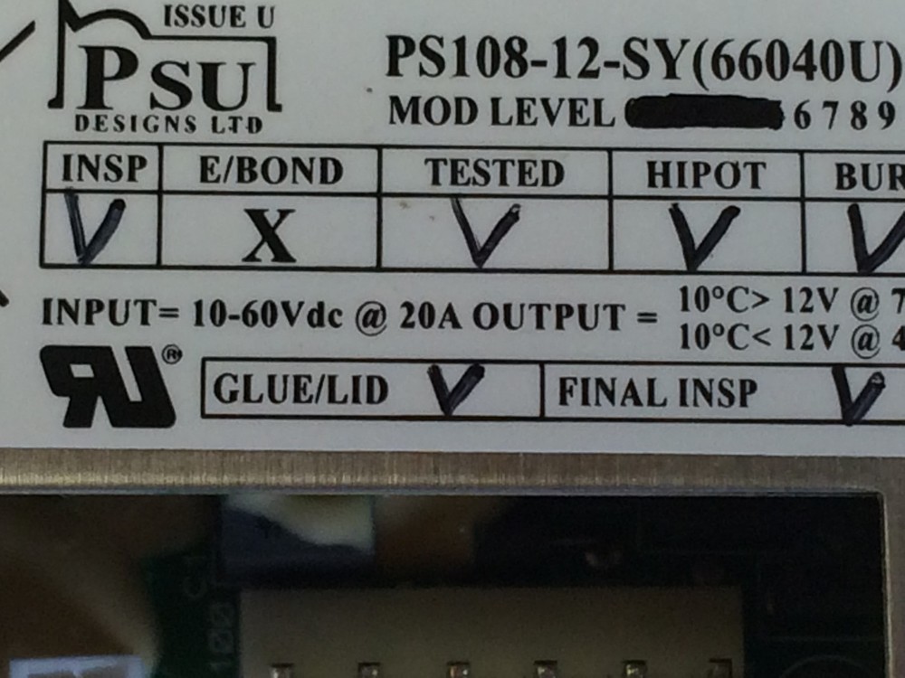 Symbol VC5090 Internal Power Supply, USED, TESTED WORKING