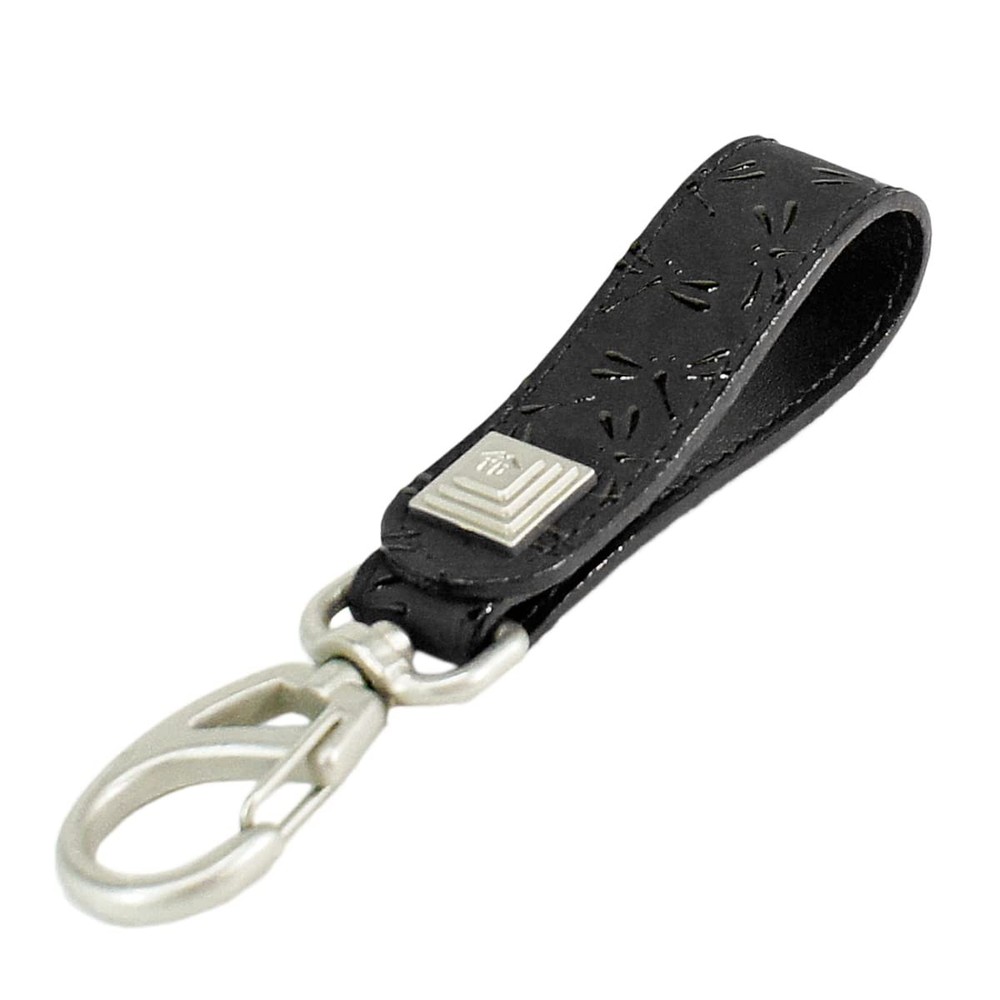 Key Holder Strap Deer Leather Black Dragonfly Pattern Japan