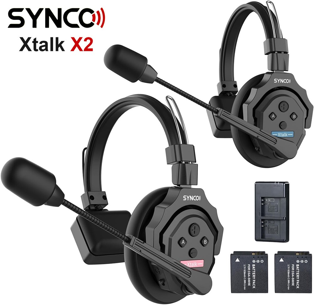Synco Xtalk X2 350m/1148ft Wireless Headset Intercom System 2.4GHz Full Duplex