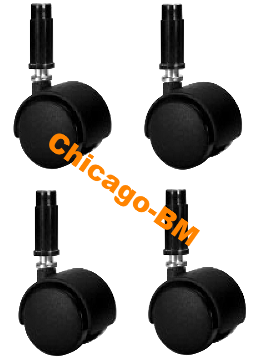 4 Casters Twin Wheel Caster ,socket mount, plastic, 40mm
