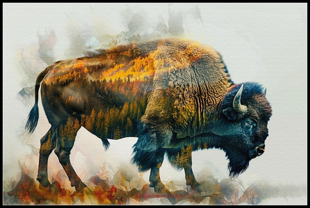 Abstract Bison 1 - DIY Chart Counted Cross Stitch Patterns Needlework DMC Color