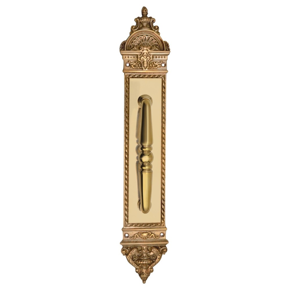 Solid Brass Ornate Door Pull Handle with Backplate – Antique Victorian Style