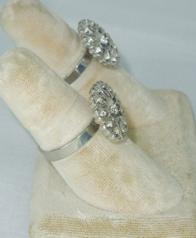 2 Ring Blanks Settings Cabochon Adjustable silver Plated Brass NEW 85O
