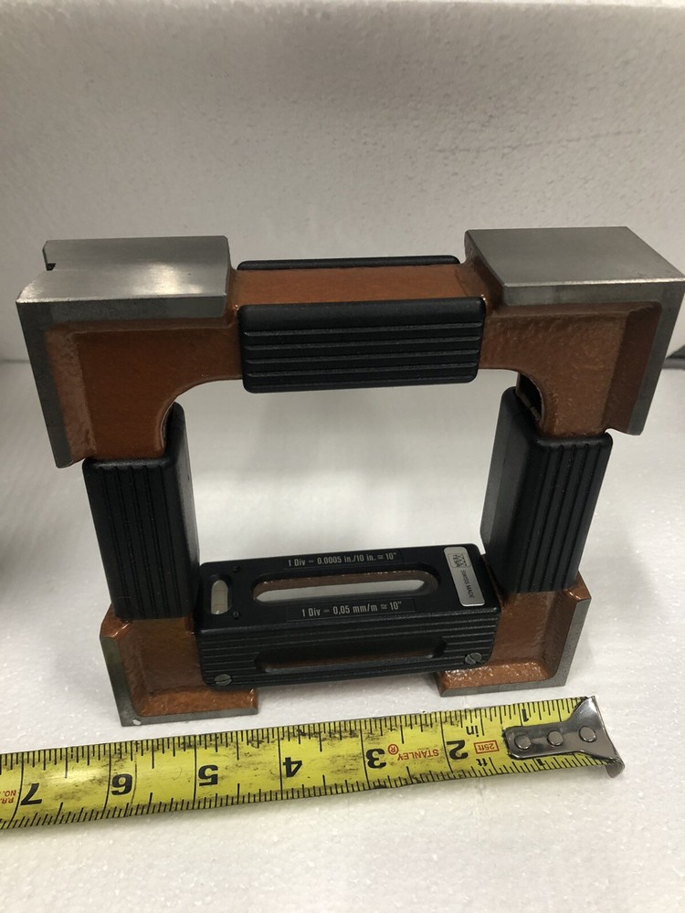 Tesa Precision Spirit Level W/ Frame Alignment Flat Cylindrical Surfaces 6”x6”