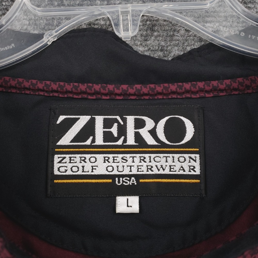 Zero Restriction Golf Jacket Mens L Large Red Houndstooth Pullover Golfing
