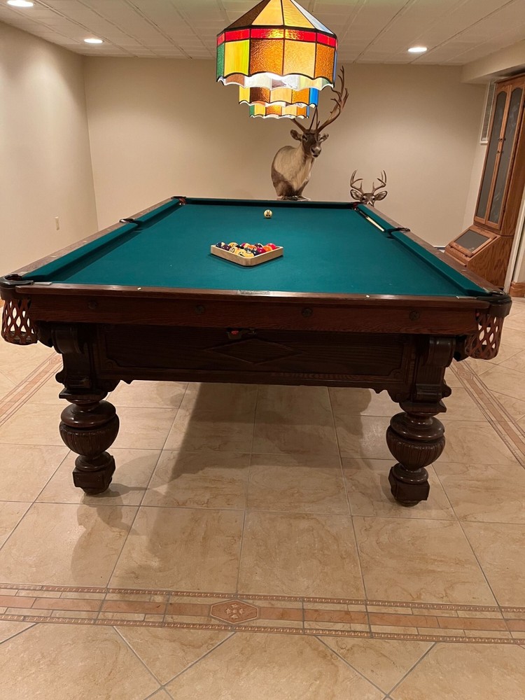 Victor Billiards (Rosatto Barry) pool table, circa 1906 - solid chestnut