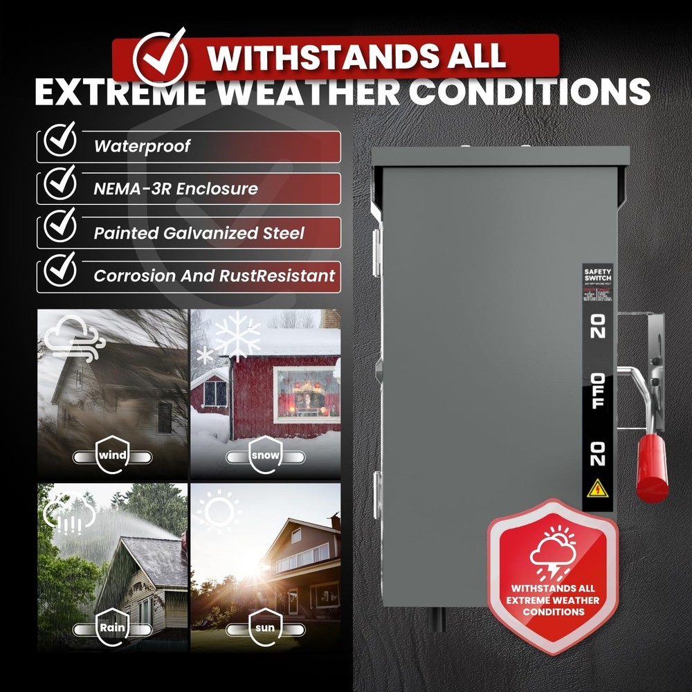 200A Generator Transfer Switch for Home, Manual Double-Throw Disconnect Switch