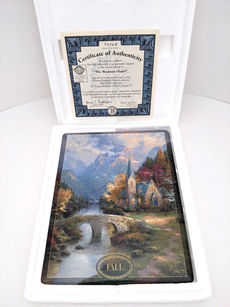 ✨Thomas Kinkade Stained Glass Clock with Complete Set Changeable Seasons