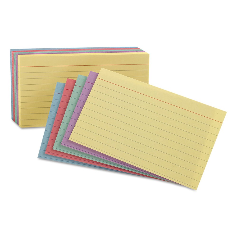 100 Pack Assorted Color Index Cards 5 x 8 Ruled for Notes and Study