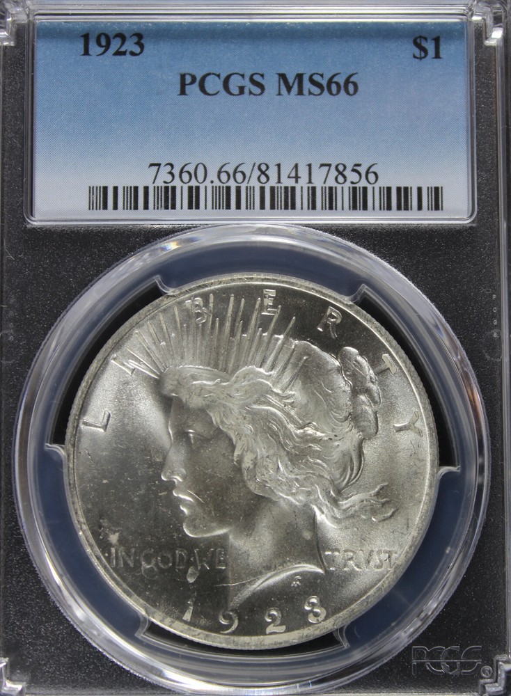 1923 MS66 Peace Dollar, PCGS 81417856