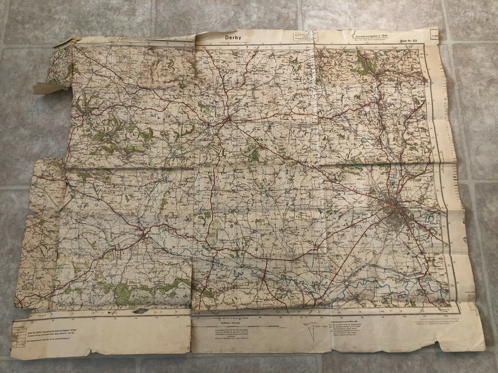 Original used Germany Road Map Munchen First Edition Sheet 4 War Office 1944