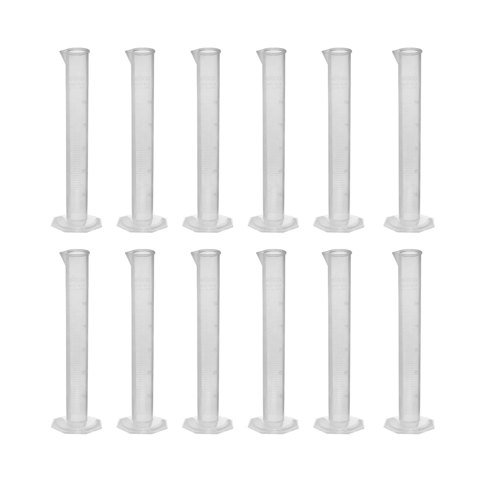 Polypropylene Graduated Cylinder, Octagonal Base, 50ml (Pack of 12)