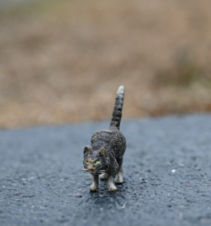 Small Antique Cold Painted Austrian Vienna Solid Bronze Cat