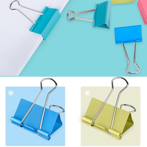 Colored Binder Clips2.4 inch, Extra Large Binder Clips for Office (8 Pcs) Jumbo