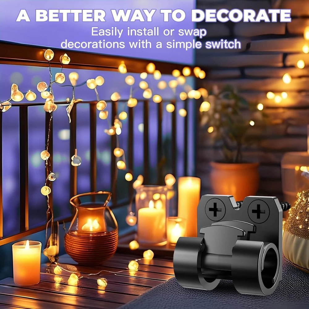 VEXON Hooks for Outdoor String Lights Clips: X-Large, 25Pcs Black Light