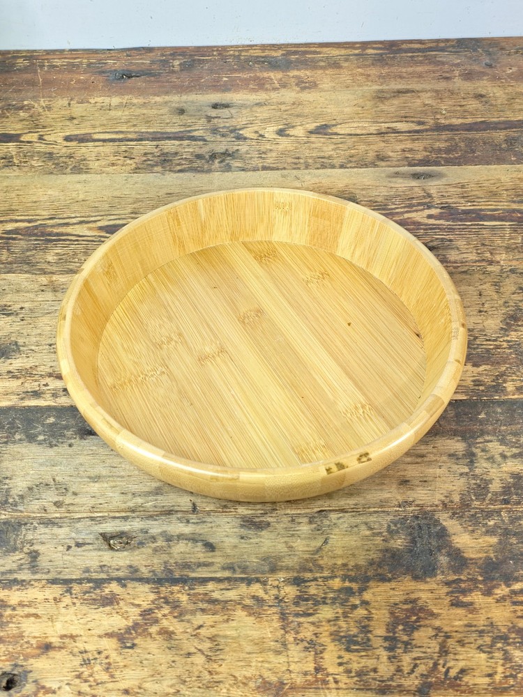 Handcrafted Round Bamboo Serving Tray Bowl