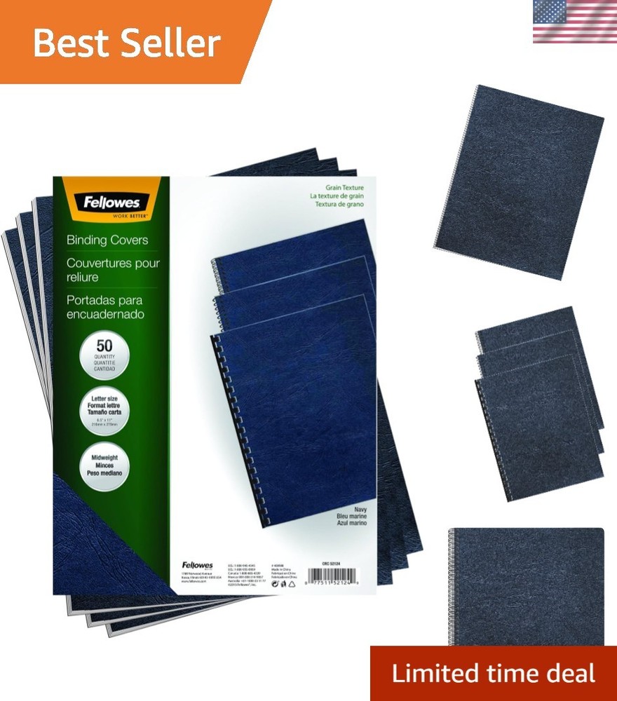 Classic Grain Textured Navy Binding Covers (50-Pack) - Enhance Your Documents