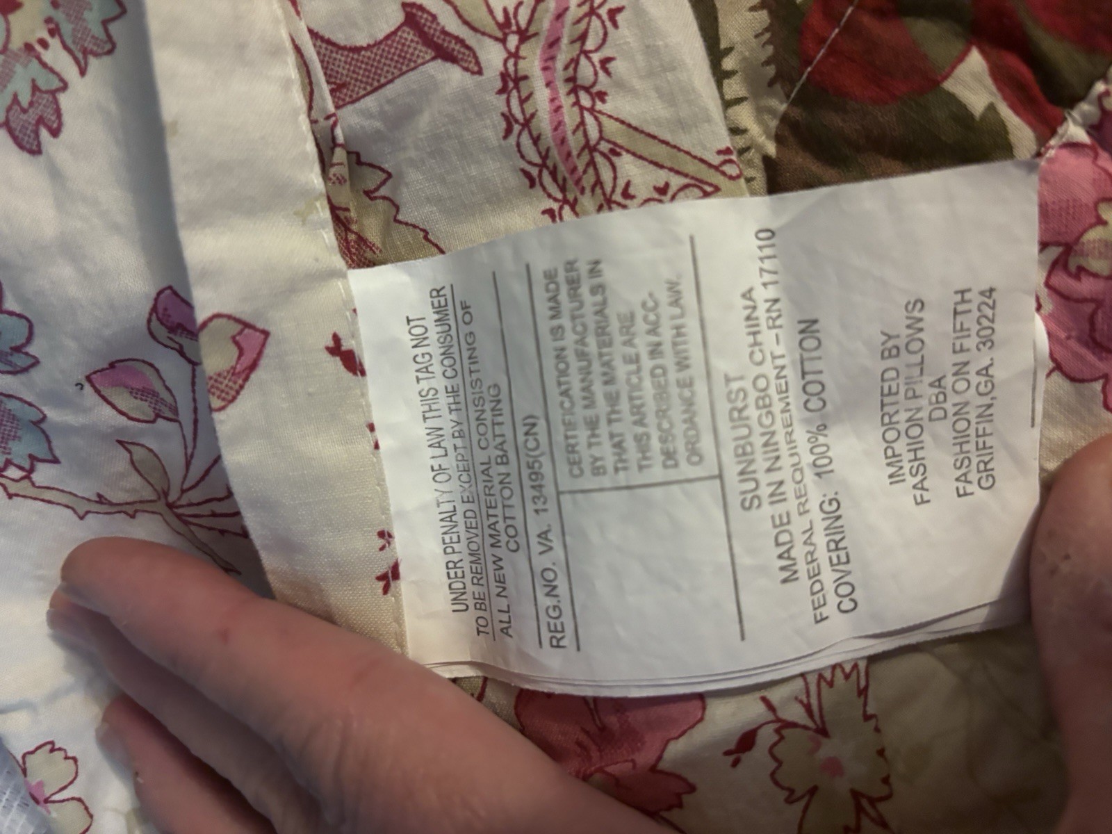 Lot 2 Floral Fashion Bed Pillow Green Pink Red White Patchwork 25 X 19.5”