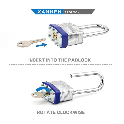 Lock Outdoor Padlocks, Key Lock, Padlocks with Same Key - Laminated 6 Pack Blue